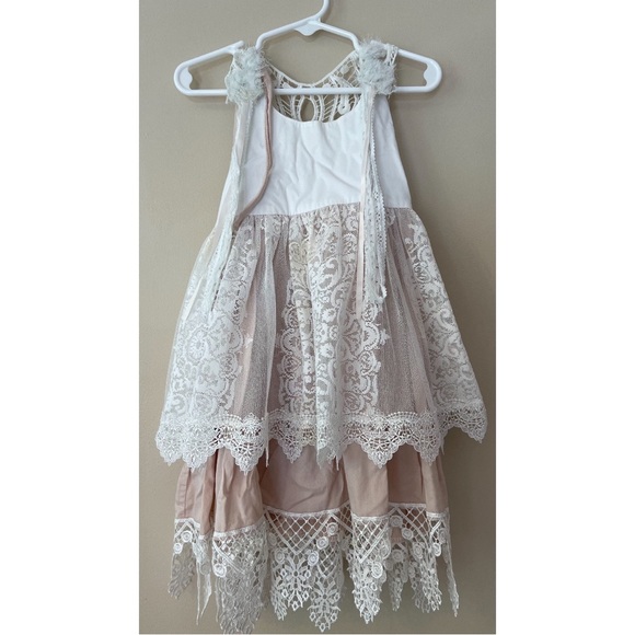 Dollcake Other - Dollcake Toddler Girl Cream Lace tiered Dress Size 4t.